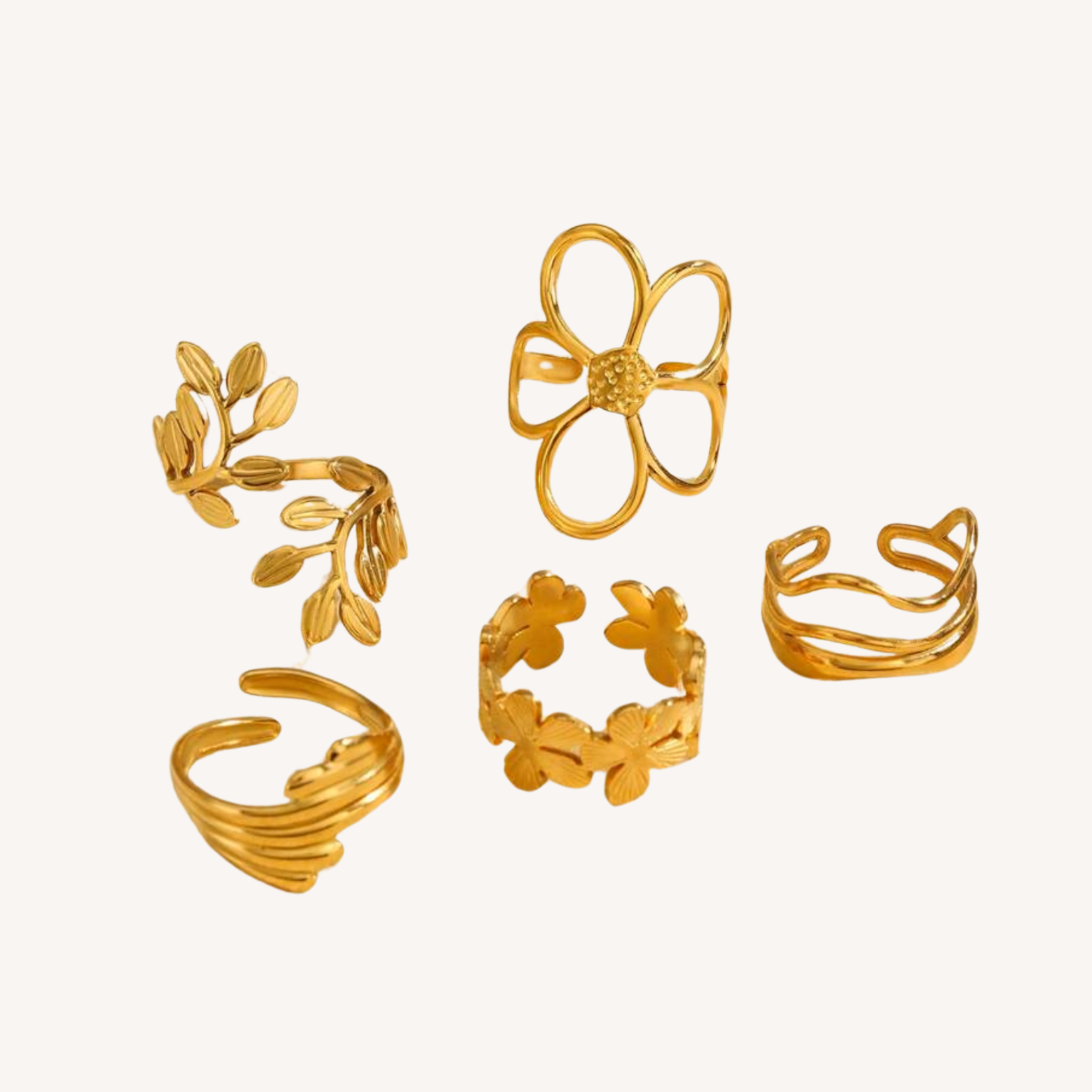 Bagues - Fleur 5pcs