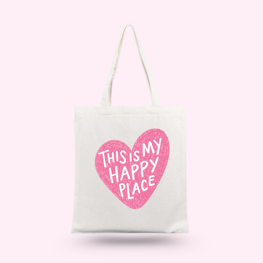 Tote Bag - Happy Place Pink 🌸